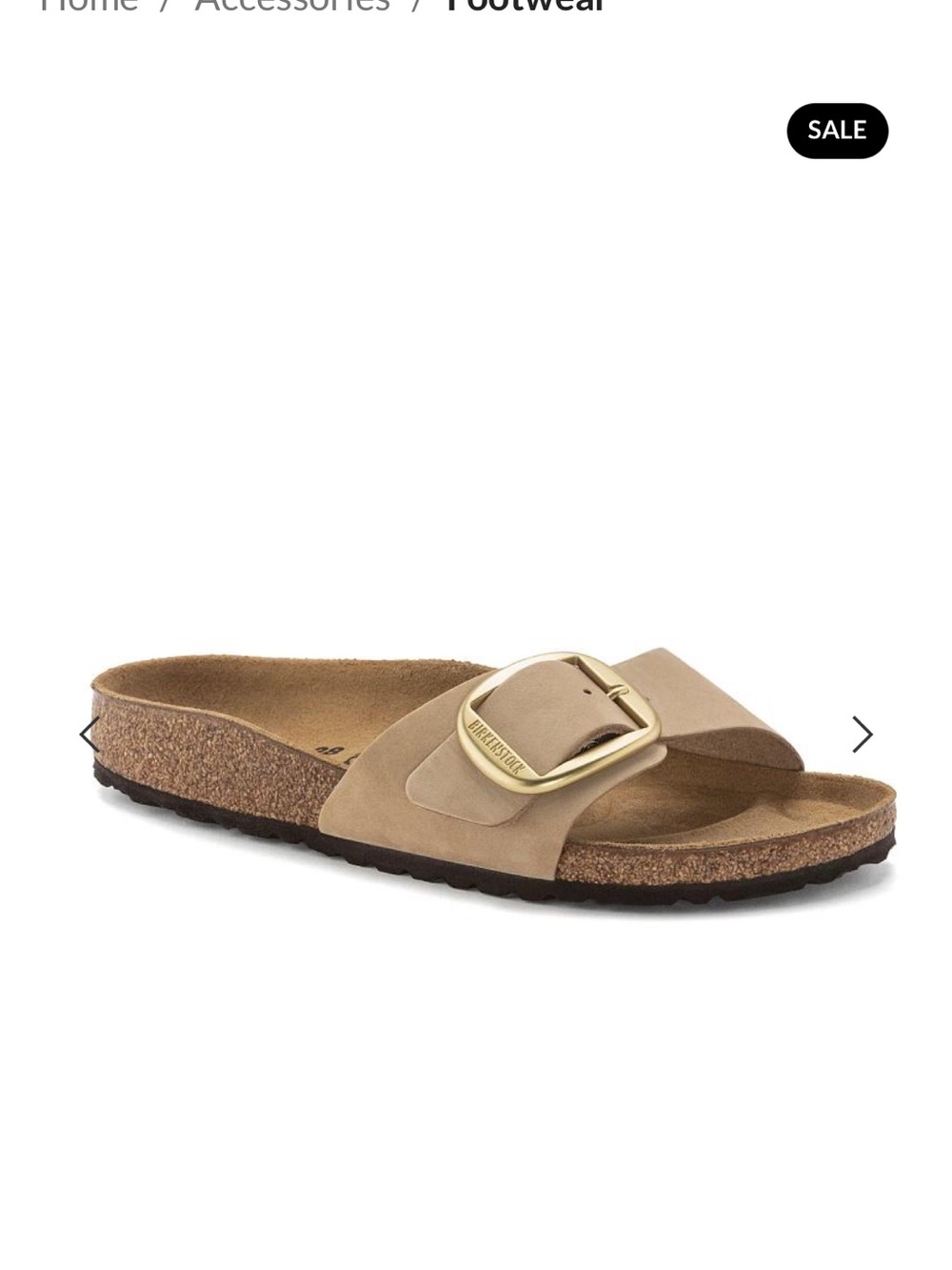 Birkenstock Madrid Single Strap Sandal in Taupe with Gold Buckle